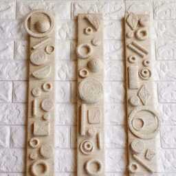 Triptych Fiber Wall Art Boho Jute Rope, 3D Geometric Decor - thumbnail 2