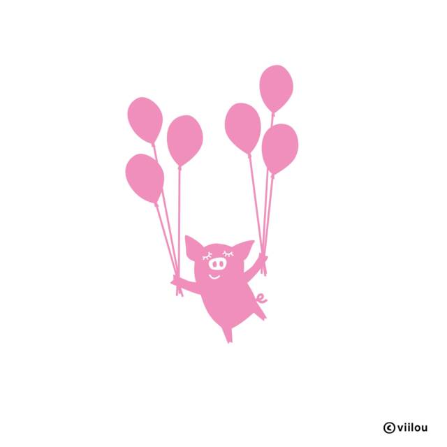 Flying Pig Wall Sticker Animals Decals Nursery Tattoos Pigs Illustration Children Stickers Baby Room Decor Balloons - image 1