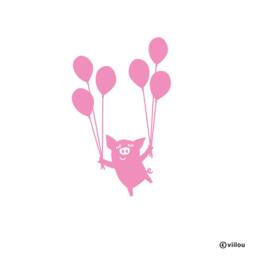 Flying Pig Wall Sticker Animals Decals Nursery Tattoos Pigs Illustration Children Stickers Baby Room Decor Balloons - thumbnail 1