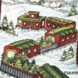 Personalised Christmas Stockings With Embroidered Train Custom Cross Stitch Family Xmas Decor Made To Order - thumbnail 3