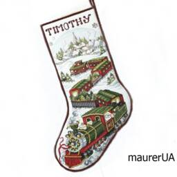 Personalised Christmas Stockings With Embroidered Train Custom Cross Stitch Family Xmas Decor Made To Order - thumbnail 2