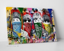 Graffiti Beatles Bandanas Canvas Art Banksy Style Wall Print Picture Framed Home Decor -D321 - thumbnail 1