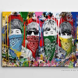 Graffiti Beatles Bandanas Canvas Art Banksy Style Wall Print Picture Framed Home Decor -D321 - thumbnail 2