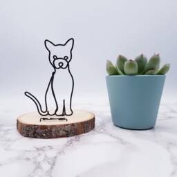 Wire Cat Sculpture, Pet Memorial Portrait, Desk Decor - thumbnail 2