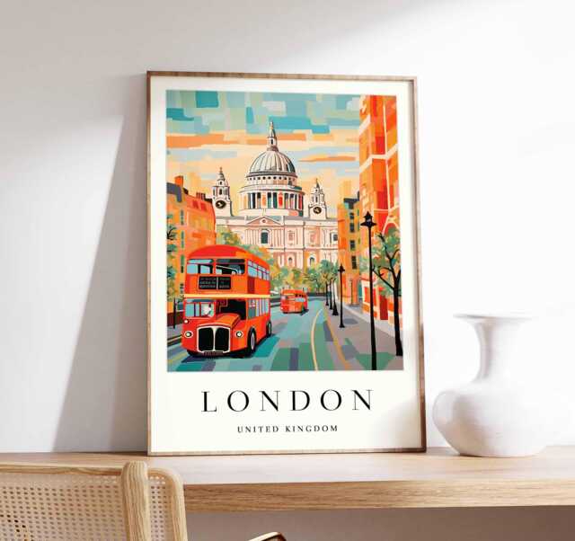London Travel Poster UK City Wall Art Print - image 1