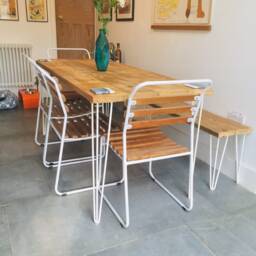 Reclaimed Wood Dining Table & Bench Hairpin - thumbnail 3