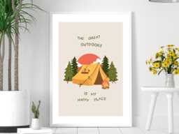 The Great Outdoors - Wall Print Abstract Nature Art Positive Quote Gift Idea Bespoke Poster A5 A4 A3 Framed Or Unframed - thumbnail 1