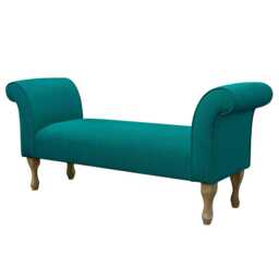 Elegant Teal Window Seat - Blue Roll Armed Bench Handmade in Britain - thumbnail 2