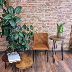 Rustic Round Side Table Coffee Christmas Tree Stand Plant Bedside From Wood On Steel Hairpin Legs