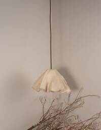 Handmade Ceramic Pendant Lamp Beige Spotted Flower Chandelier - thumbnail 1