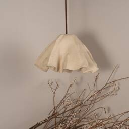 Handmade Ceramic Pendant Lamp Beige Spotted Flower Chandelier - thumbnail 3