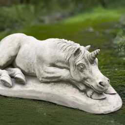 Concrete Lying Unicorn Sculpture Stone Fantasy Animal Statue Handmade Patio Figure Cement Decor Lawn Garden Art Gift - thumbnail 4