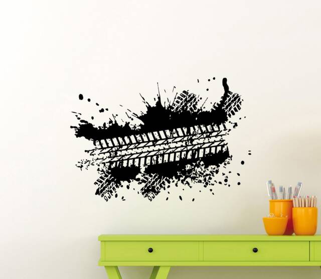 Tire Tracks Wall Decal Vinyl Sticker Road Trace Automotive Boy Room Decor Garage Art Decoration Car Trail Design Removable Poster 3Nvb - image 1