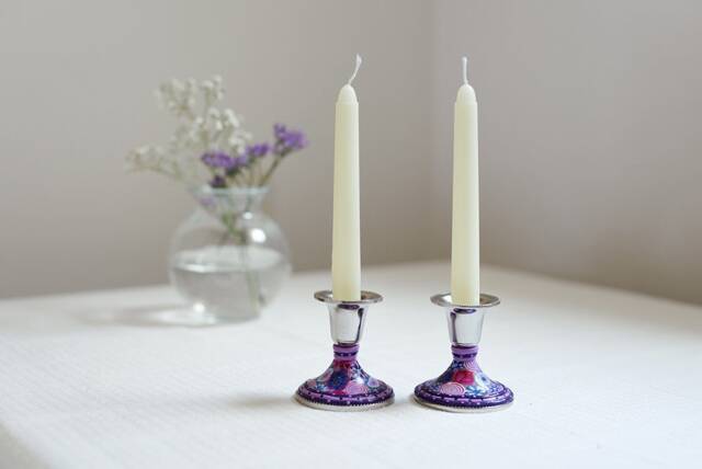 Candle Holders, Table Decoration, Bat Mitzvah Gift, Judaica, Shabbat Candlesticks, Jewish Wedding Gift, Candlestick, Centerpiece - image 1