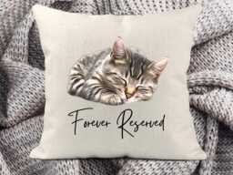 Forever Reserved Pet Portrait Memorial Cushion, Gift, Dog Remembrance Cushion - thumbnail 1