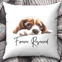 Forever Reserved Pet Portrait Memorial Cushion, Gift, Dog Remembrance Cushion - thumbnail 2