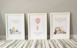 Set Of 3 Winnie The Pooh Print - Nursery New Baby Girl Gift Quote Print Baby - thumbnail 1