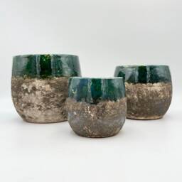 Handmade Emerald Green & Black Ceramic Plant Pot Lindy Retro Indoor Planter, Multiple Sizes - 16cm-30cm - thumbnail 2