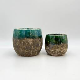 Handmade Emerald Green & Black Ceramic Plant Pot Lindy Retro Indoor Planter, Multiple Sizes - 16cm-30cm - thumbnail 3