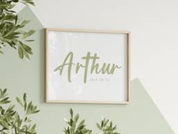 Personalised Baby Name Print - Custom Wall Art Boho Nursery Home Decor New Gift Girl Boy Unframed - thumbnail 1
