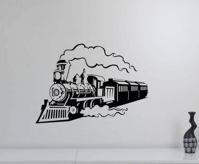 Train Wall Decal Vinyl Sticker Locomotive Poster Travel Art Steam Decorations Home Kids Room Bedroom Nursery Decor Lt3 - image 1