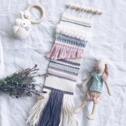 Lavender Field Wall Hanging/ Woven Art Tapestry/ Nursery Room/ Baby Shower /Pastel Colours - thumbnail 1