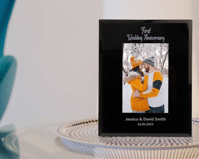 Personalised First Wedding Anniversary Photo Frame 6x4 7x5 Customise With Any Year - image 1