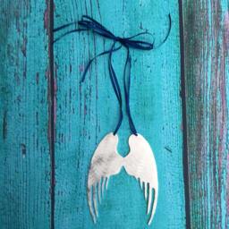 Angel Wings, Ornament, Christmas, Holiday Decoration, Handcrafted, Metal, Baby Room, Angels, Wall Hanging, Holiday, Guardian Wings - thumbnail 2