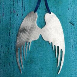Angel Wings, Ornament, Christmas, Holiday Decoration, Handcrafted, Metal, Baby Room, Angels, Wall Hanging, Holiday, Guardian Wings - thumbnail 1
