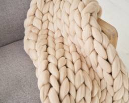 Chunky Blanket Cozy Handmade Large Giant Knit Throw Made Of Merino Wool