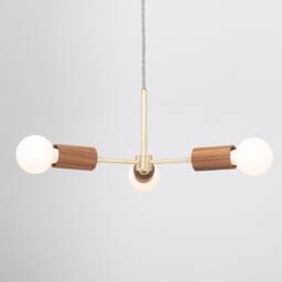 Walnut Triple Arm Pendant Satin Brass Stem 3 X Tala Porcelain Ii - thumbnail 2