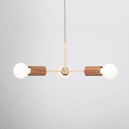 Walnut Triple Arm Pendant Satin Brass Stem 3 X Tala Porcelain Ii - thumbnail 3