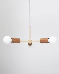 Walnut Triple Arm Pendant Satin Brass Stem 3 X Tala Porcelain Ii