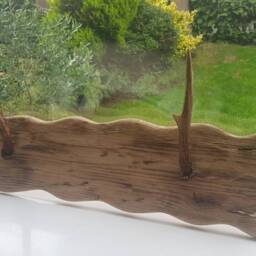 Solid Oak & Real Antler 2 Hook Hat Rack Handmade - thumbnail 2