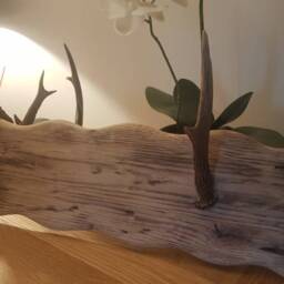 Solid Oak & Real Antler 2 Hook Hat Rack Handmade - thumbnail 3