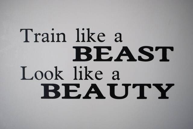 Gym Room Removable Vinyl Wall Decal Train Like A Beast Look Like Beauty Workout Motivation - Inspiration Pick Your Font & Color - image 1