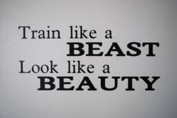 Gym Room Removable Vinyl Wall Decal Train Like A Beast Look Like Beauty Workout Motivation - Inspiration Pick Your Font & Color - thumbnail 1