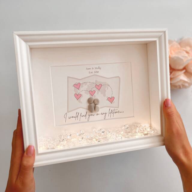 Couples I Would Find You in Any Lifetime Personalised Pebble Art Picture Frame Gift Anniversary Birthday Long Distance Miss Stone - image 1