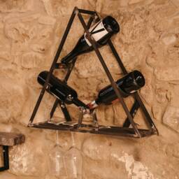 Wall Bottle Rack/Metal Industrial Style Triangular Shape Modern Design Wine - thumbnail 2