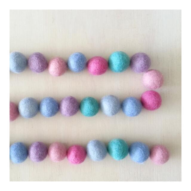 Pastel Purple Blue Pink Garland. Felt Balls Pastel Wedding Decor. Baby Room Nursery Party 2 Metre Or 3