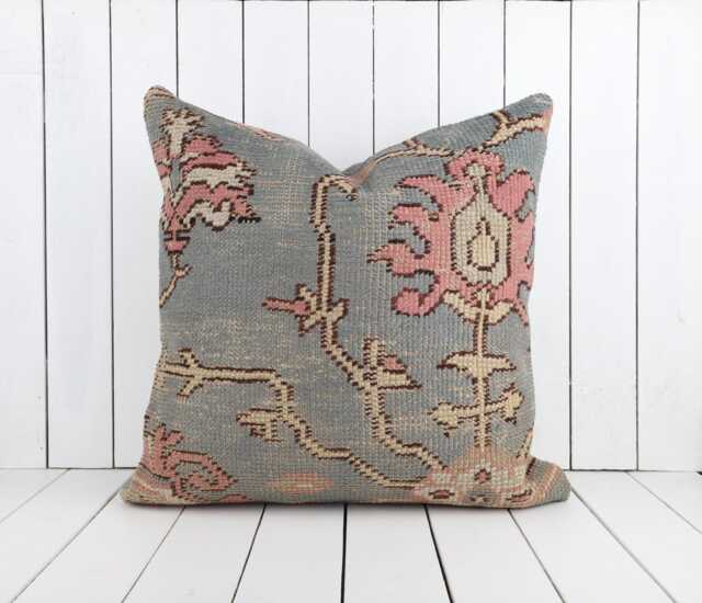 Turkish Kilim Pillow, 24x24 Inch, 60x60 cm Kilim Pillow Cover, Home Decor, Decorative Throw Turkish - image 1