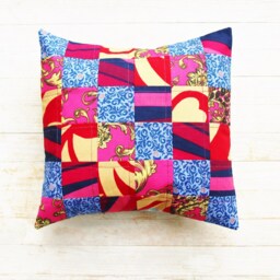 Patchwork Quilted Pillow Cover Set Eclectic Pink Blue Cushion Covers - thumbnail 3