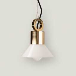 Opal Glass Pendant Lamp With Brass Top & Ring, Milk Light, Minimalist Lighting in 2 Sizes, Fixture - thumbnail 2