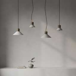 Opal Glass Pendant Lamp With Brass Top & Ring, Milk Light, Minimalist Lighting in 2 Sizes, Fixture - thumbnail 3