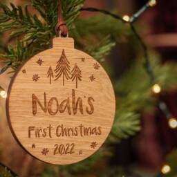 Personalised Baby's First Christmas - Wooden Bauble/Decoration Tree New Baby - thumbnail 2