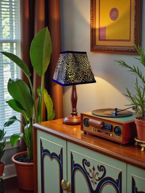 Traditional Leopard Print Fabric Tapered Square Table Lampshade Ceiling Pendants Candle Clip Wall Lights - Animal Print Fabric Lamp Shades - image 1