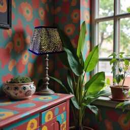Traditional Leopard Print Fabric Tapered Square Table Lampshade Ceiling Pendants Candle Clip Wall Lights - Animal Print Fabric Lamp Shades - thumbnail 3