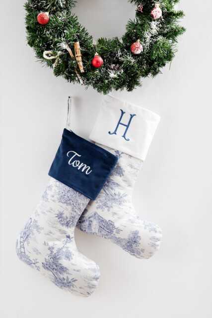 Toile Christmas Stockings, French Stockings - image 1