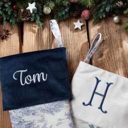 Toile Christmas Stockings, French Stockings - thumbnail 3