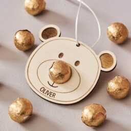 Personalized Chocolate Bear Wooden Christmas Decoration - Stocking Filler - thumbnail 2